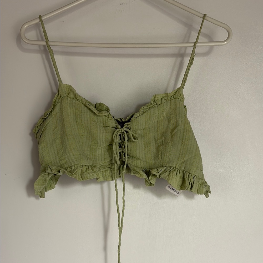 Urban Outfitters Green Ruffle Crop Top
